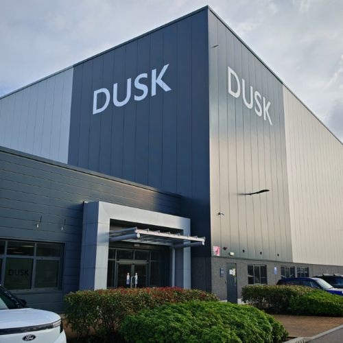 Dusk Building Signage