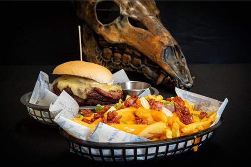 Loaded sides and street food at Fear Factory.