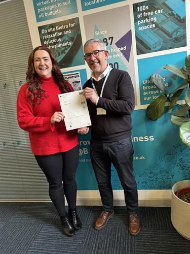 Steve Presenting Megan With Her ILM Level 3 Certificate 
