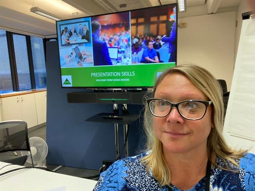 Sarah Delivering Presentation Skills