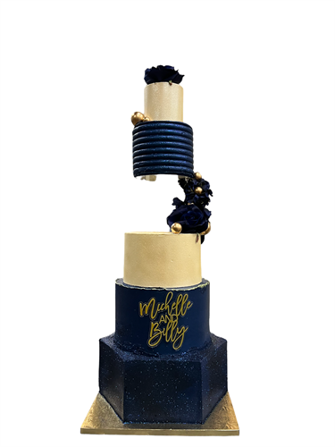 Gallery Image CarmieCakes_gravity_defying_navy_champagne_wedding_cake_5_tier.PNG