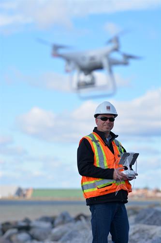 Employee with drone