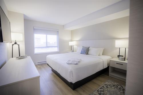 Spacious bedrooms in each suite