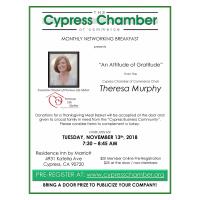 Networking Breakfast-Keynote by Theresa Murphy, Cypress Chamber-Chair.