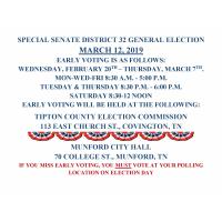 Early Voting Special Senate District 32 General Election