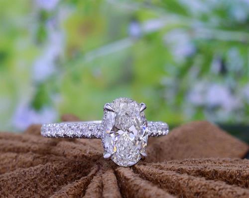 Custom Oval Hidden Halo Engagement Ring