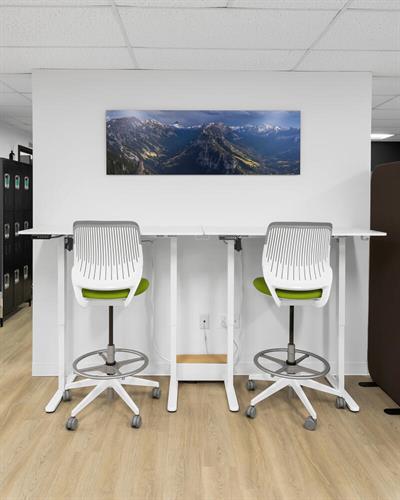 Sit/Stand desks in Base Camp room