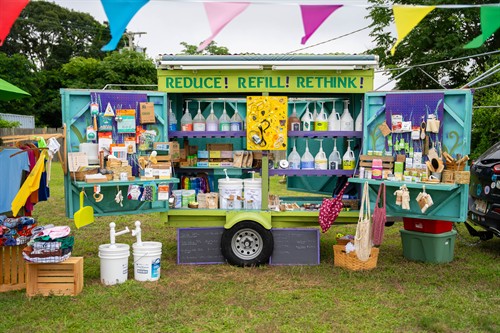 Sally Sud Shed Mobile Refillery visits Orleans Farmers Market and Festivals.