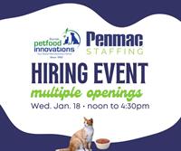 Penmac Staffing Hiring Event-Barrett Pet Food-Little Falls
