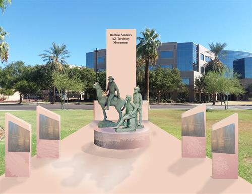 Buffalo Soldiers AZ Territory Monument to be placed at Arizona State Capitol, Wesley Bolin Memorial Plaza downtown Phoenix, Arizona.