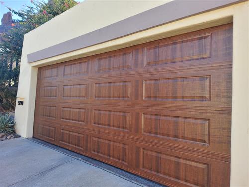 Amarrs Heritage Series wood grain style garage door.