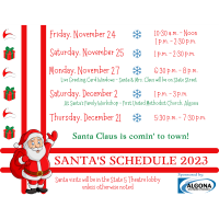 Santa Claus Schedule 2023