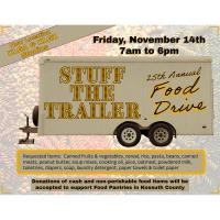 Weekly business coffee with Kossuth County Food Pantry as part of the Annual Stuff the Trailer Food Drive