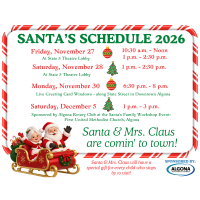 Santa & Mrs. Claus Schedule 2026