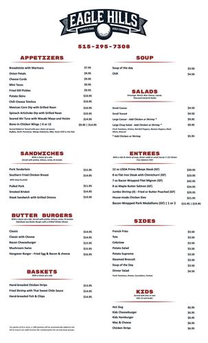 Sports Bar & Fine Dining Menu