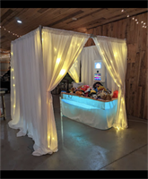 White Chapel Photo Booth with Twinkling Lights