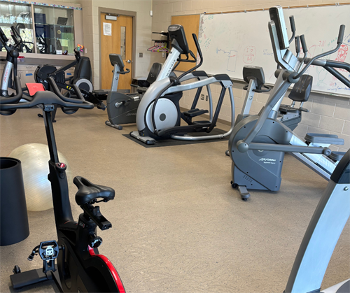 The cardio room features a smaller space to work on your cardiovascular health 