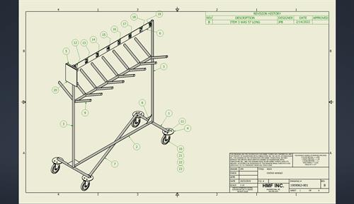 Rack design (top level weldment/assy drawing)