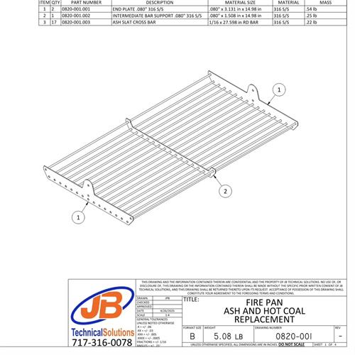 Fire pan design drawings