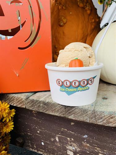 Pumpkin spice is our premier fall ice cream flavor. 