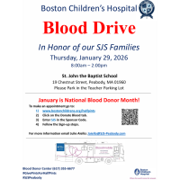 Blood Drive in honor of SJS Familes