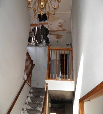 Stairway Fire and Water Damage