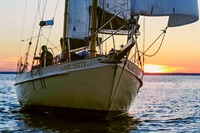 Sunset with 1935 ketch Lady Patty