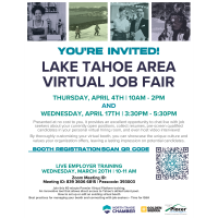 FOR EMPLOYERS: Lake Tahoe Area Virtual Job Fair April 1-19, 2024