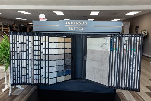 The Arvada Flooring Company showroom Anderson Tuftex carpet selections