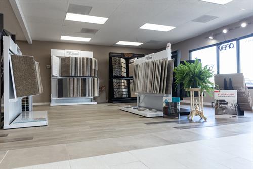 The Arvada Flooring Company showroom carpet selections