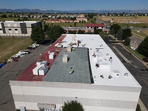 Commercial re-roof in Erie