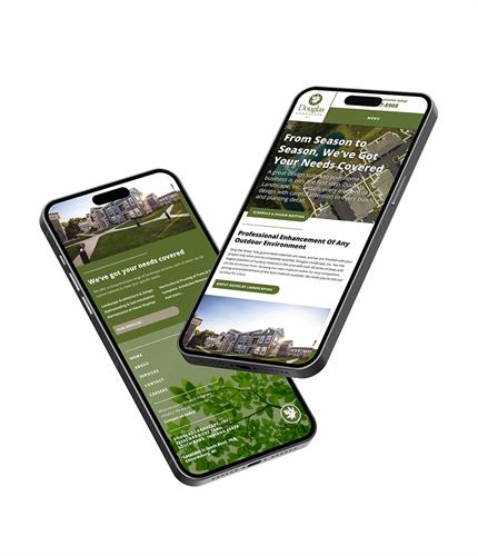 A mobile website layout for Douglas Landscaping advertising their services