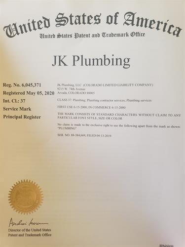 JK Plumbing Trademark