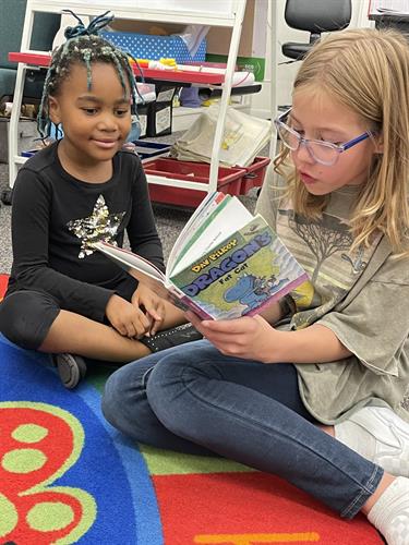 Our upper elementary students love to spend time reading to the students in the primary grades.