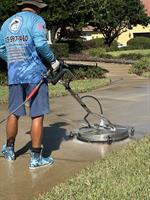 On-site residential pressure washing with our fully equipped truck and trailer, delivering reliable exterior cleaning services.
