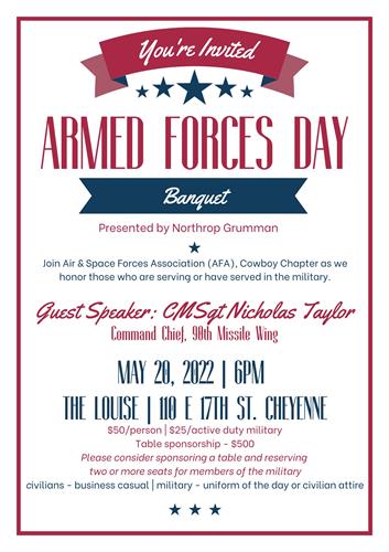 AFA Armed Forces Day Banquet 2022 Invitation
