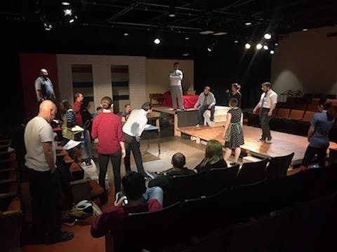 Actors warm up before the final performance of Plays Against Humanity.