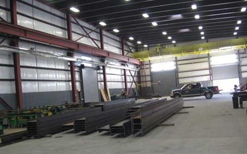 Bay 3 - Heavy Structural; This Bay houses our 3 Drill Line(s), Camber Machine, Roto Blaster, and 15 Ton Overhead Crane