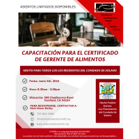 Free Food Manager Certification Training in Spanish for Solano County Residents