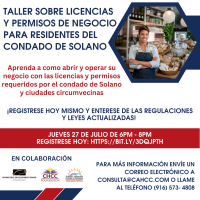Spanish Workshop on Business Licenses and Permits - Solano County Residents