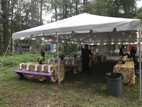 Catered events using outdoor tent in the spring