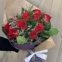 Hand Tied Red Rose bouquet for Valentine's Day