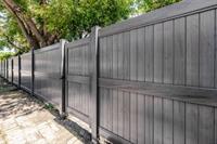 Grey Oak woodgrain vinyl fence