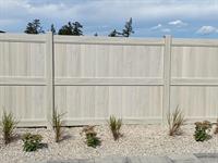 Silver Birch woodgrain vinyl fence
