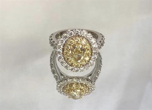 Custom Yellow and White Diamond Ring