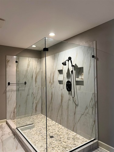 Renovated primary bathroom. Pictured is shower only. 
