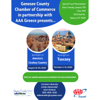 Genesee County Chamber of Commerce in partnership with AAA Greece presents spotlight on America's Cowboy Country and Tuscany 2023