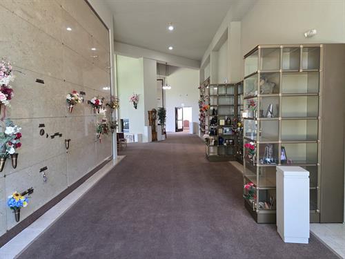 Hallway of Glass front niches and burial wall
