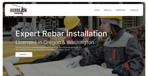Portland, OR Rebar Construction Company Website in Wordpress