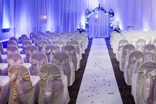 Wedding ceremony setup in the main ballroom